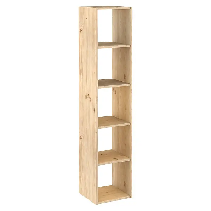 Astigarraga Dinamic Estantería de madera - Al x An x Pr: 174,6 x 36,2 x 33 cm, Capacidad de carga por balda: 50 kg, Número de baldas: 5 ud., Atornillado, Natural - Estantería de madera clara con cinco compartimentos, ideal para almacenar y mostrar objetos. Diseño natural perfecto para cualquier habitación.