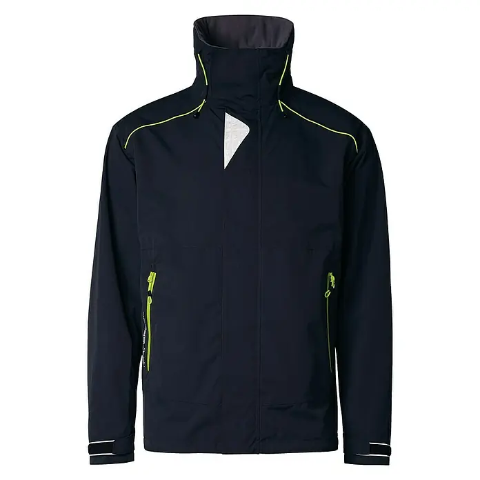 Marinepool Segeljacke Borneo - S, Herren, Schwarz - Schicke, dunkelblaue Segeljacke mit neonfarbenen Akzenten. Die Jacke ist wind- und wasserdicht und bietet optimalen Schutz auf See.