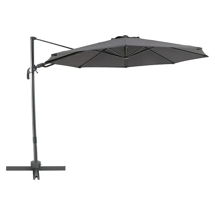 Sunfun Schirmbezug Capri - Anthrazit, Passend für: Sunfun Ampelschirmgestell Capri Ø 300 cm - Grauer Sonnenschirm mit seitlichem Mast für den Garten- oder Terrassengebrauch, ideal für Schatten an heißen Tagen. Der Schirm ist robust und wetterfest.