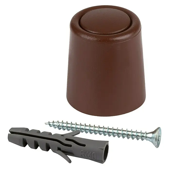Türstopper 24x30 mm, schraubbar - Ø x H: 24 x 30 mm, Braun, 2 Stk. - Brauner Türstopper mit Schraube und Dübel zur sicheren Befestigung, um Schäden an Wänden zu vermeiden.