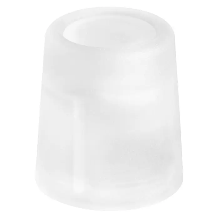 Türstopper 24x30 mm, schraubbar - Ø x H: 24 x 30 mm, Transparent, 2 Stk. - Nahaufnahme eines durchscheinenden, zylindrischen Behälters aus mattiertem Glas oder Kunststoff, ideal für Badezimmerzubehör.
