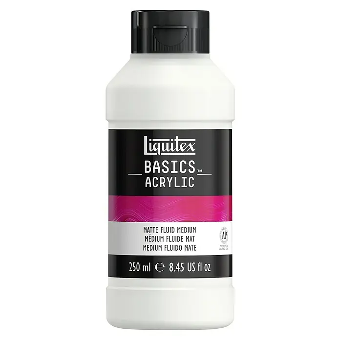 Liquitex Basics Flüssigmedium Matt - Transparent, 250 ml, Matt - Eine Flasche Liquitex Basics Acryl Matt Fluid Medium mit 250 ml Inhalt für Künstler und kreative Anwendungen.