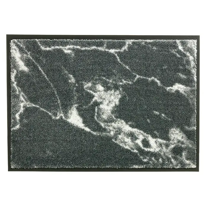 SCHÖNER WOHNEN-Kollektion Fußmatte Marmor - Anthrazit/Grau, 100 x 67 cm - Graue Fußmatte mit Marmor-Muster und schwarzem Rand. Sie ist ideal für Eingänge, um Schmutz und Feuchtigkeit zu absorbieren und den Boden sauber zu halten.