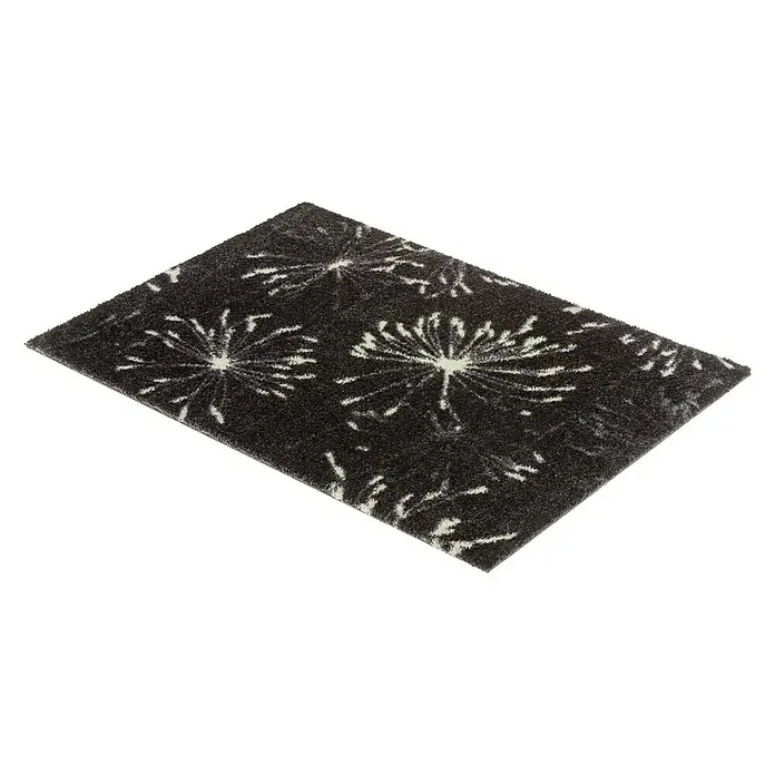 SCHÖNER WOHNEN-Kollektion Fußmatte Pusteblume - Anthrazit/Mint, 100 x 67 cm - Grauer Teppich mit Pusteblumenmuster. Ein schöner, weicher Teppich, der Ihrem Zuhause einen Hauch von Natur verleiht.