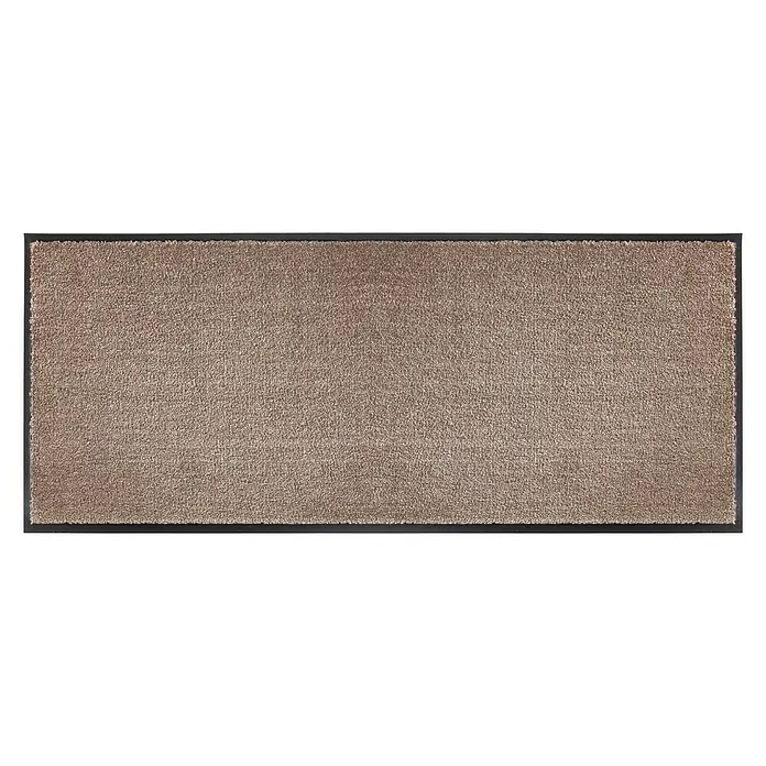 SCHÖNER WOHNEN-Kollektion Fußmatte Uni - Taupe, 150 x 67 cm - Schmutzfangmatte in rechteckiger Form mit einem braunen Teppichbereich und einem schwarzen Rand für den Innenbereich.