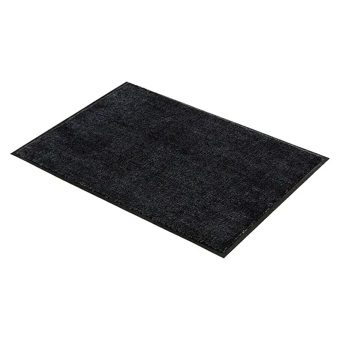 SCHÖNER WOHNEN-Kollektion Fußmatte Uni - Anthrazit/Schwarz, 50 x 70 cm - Ein rechteckiger, schwarzer, flauschiger Teppich mit einem schlichten, aber eleganten Design, perfekt für jeden Eingangsbereich.