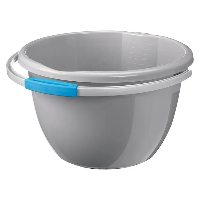 Sunware Waterline Eimer - 14 l, Silber - Grauer Putzeimer mit blauem Griff. Der stabile Eimer ist ideal für Reinigungsarbeiten im Haushalt und Garten.