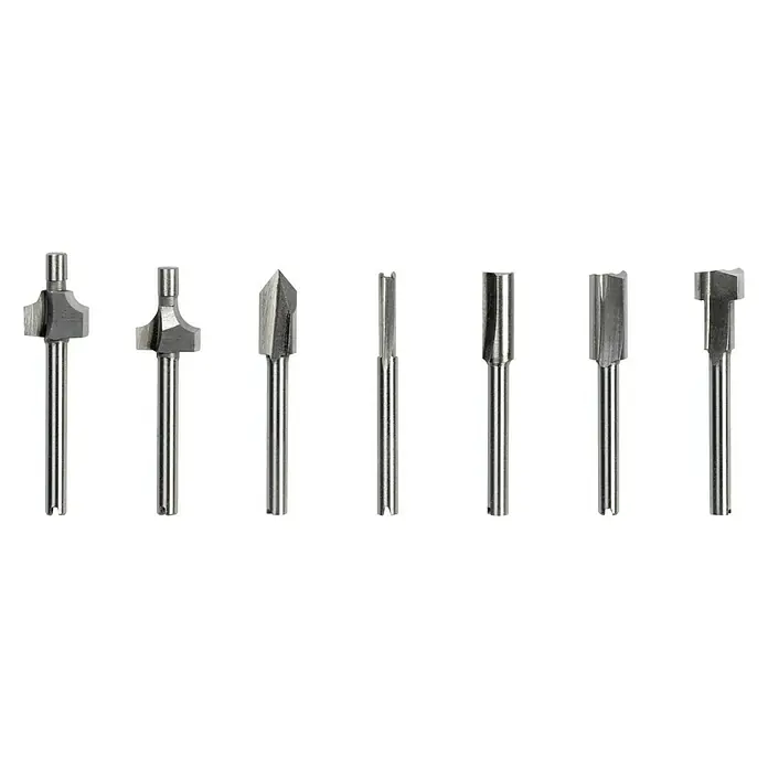 Dremel Fräser-Set 660 - Durchmesser Schaft: 3,2 mm, 7 -tlg. - Verschiedene Fräser für Holzbearbeitung, ideal für präzise Schnitte und Profilierungen in verschiedenen Holzarten.
