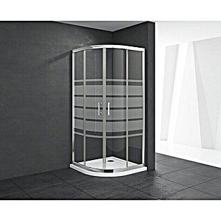 Mampara de ducha semicircular Chloe (L x An x Al: 80 x 80 x 195 cm, Vidrio serigrafiado, Espesor: 5 mm, Cromo)