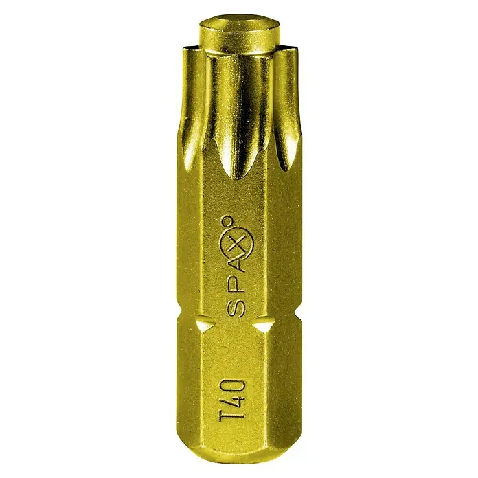 Spax Bit T-Star plus - T40, 1 Stk. - Gelber SPAX T40-Bit für Schraubarbeiten, ideal für Heimwerker und Profis, um Schrauben festzuziehen oder zu lösen.\n