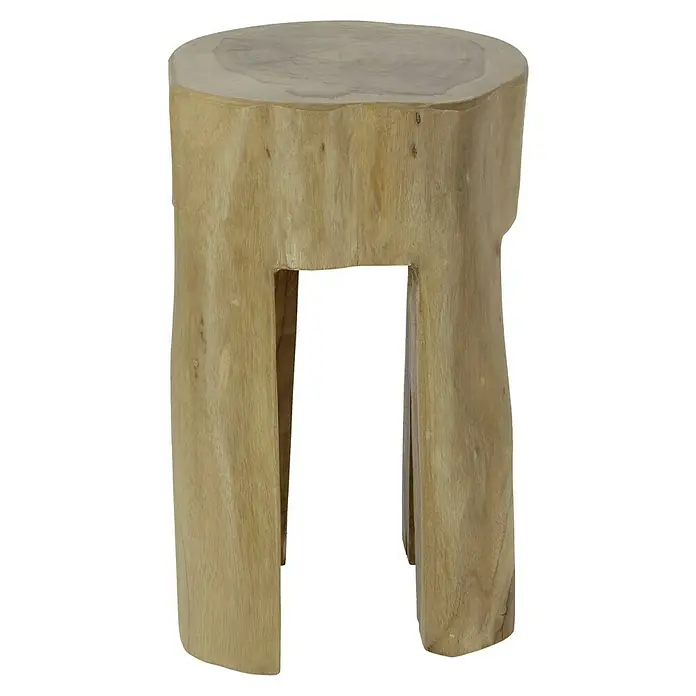 Hocker - Teak, Unbehandelt, Ø x H: 28 x 40 cm - Dieser rustikale Holzstumpfhocker ist ein vielseitiges Möbelstück. Ideal als Beistelltisch oder als natürliche Sitzgelegenheit.