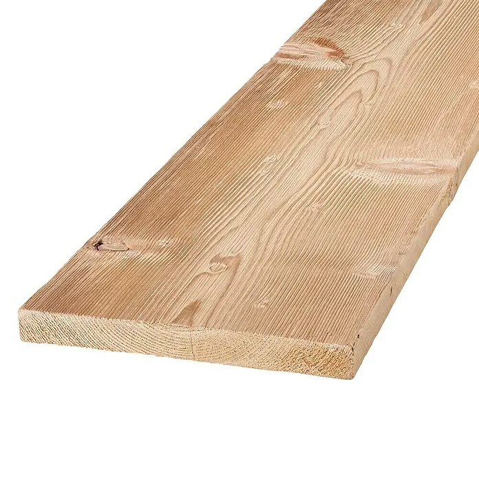 Massivholzbrett Tiroler Fichte - Fichte, 120 x 23,8 x 2,7 cm, Gebürstet - Ansicht einer hellbraunen Holzplanke mit gut sichtbarer Maserung, ideal für Bauprojekte oder Möbelherstellung.