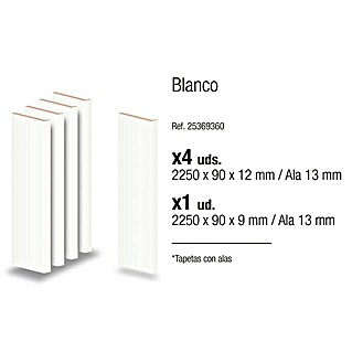 PortStylo Tapeta Blanca con ala (90 x 2.250 mm, Blanco, 5 ud.)