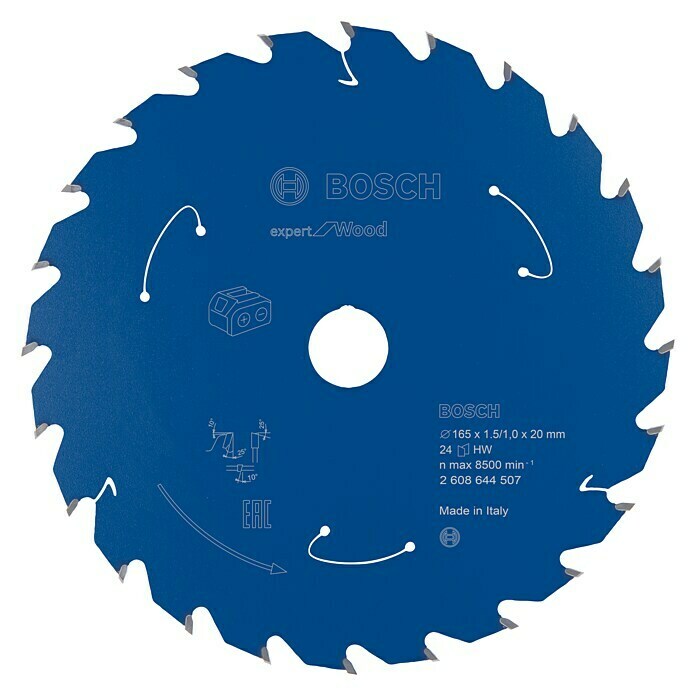 Bosch Kreissägeblatt Expert for Wood (Durchmesser: 165 mm, Bohrung: 20 mm, Anzahl Zähne: 24 Zähne)