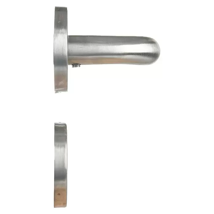 Conjunto de picaporte Vera - Grosor de la puerta: 35 mm - 45 mm, Acero inoxidable, Recto - Tirador/soporte de metal cepillado con barra cilíndrica y base plana, más un componente rectangular separado.