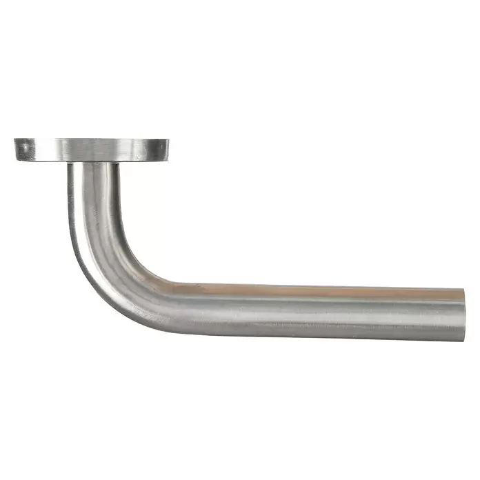Conjunto de picaporte Vera - Grosor de la puerta: 35 mm - 45 mm, Acero inoxidable, Recto - Tubo en L de acero inoxidable cepillado con brida de montaje.