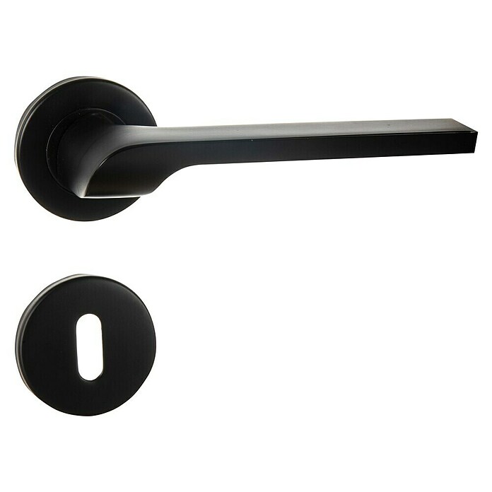 Conjunto de picaporte 694 (Aluminio, Recto, Negro) | BAUHAUS
