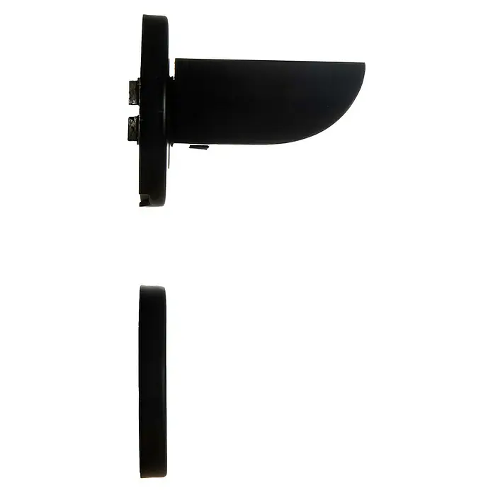 Conjunto de picaporte 694 - Grosor de la puerta: 35 mm - 45 mm, Aluminio, Recto, Negro - Primer plano de una manija de puerta y roseta negras modernas, que destaca por su diseño elegante y minimalista.