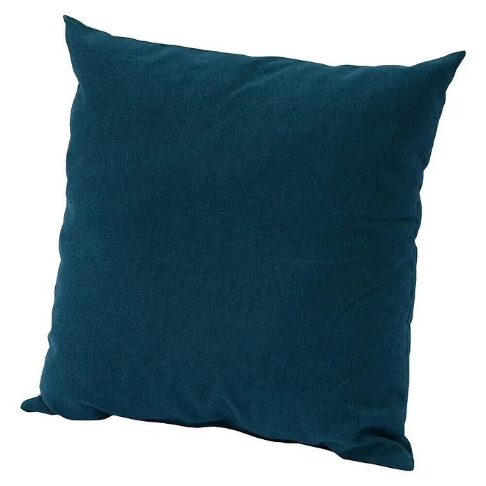 Sunfun Kissen Vanessa - L x B: 50 x 50 cm, Petrol, Baumwoll-Polyester-Mischgewebe - Nahaufnahme eines marineblauen quadratischen Kissens mit samtigem Aussehen vor einem neutralen Hintergrund.