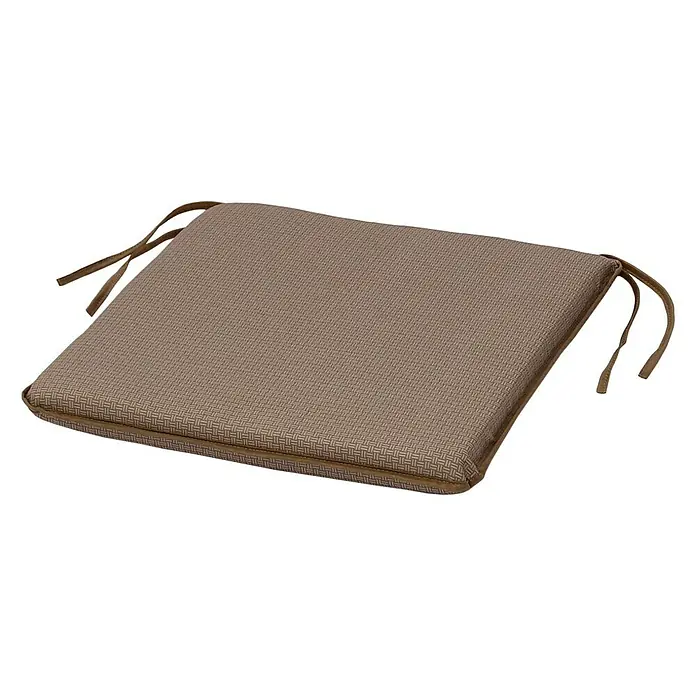 Sunfun Sitzkissen Edda - 37 x 37 x 4 cm, Natur, 52% Polyester, 48% Baumwolle - Brauner quadratischer Stuhlkissen mit Bindebändern für zusätzlichen Komfort und Stil. Ideal für Esszimmer, Terrassen oder Küchenstühle.