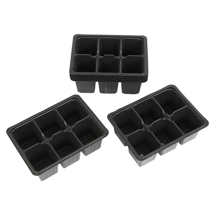 Floraworld Lonček za gojenje  (Do x Š x V: 18 x 13,5 x 6 cm, 60 kos, Črne barve) | 7482 - Frühanzucht | IAGG - Gartenartikel | IAG - Außenbereichsausstattung | IA - Gartenhartware | I - Stadtgarten | BAUHAUS