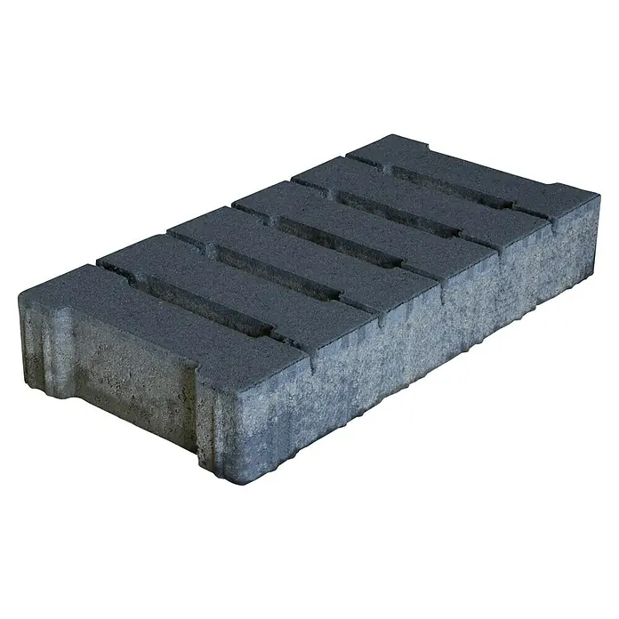 EHL Pflasterstein Modern Öko - Anthrazit, 50 x 25 x 8 cm, Rechteckig - Pflasterstein: Ein einzelner, rechteckiger Betonpflasterstein mit Rillen, ideal für Gartenwege und Terrassen.