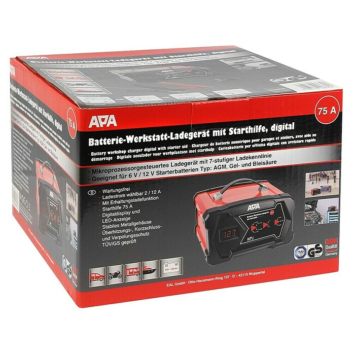 APA Werkstatt-Ladegerät (Anzahl Geschwindigkeitsstufen: 7, Ladestrom: 75 A)