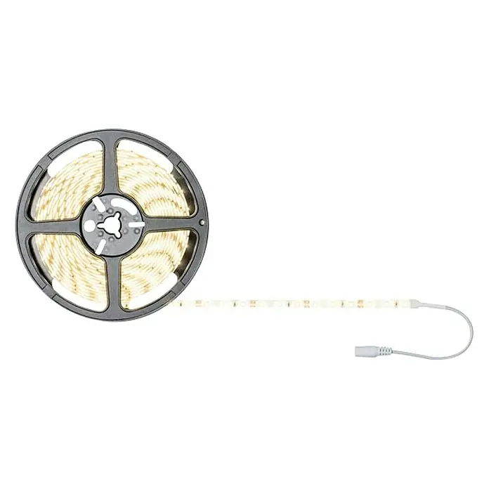Paulmann Tira LED SimpLED - Largo: 5 m, Color de luz: Blanco cálido, 17 W, 960 lm, 12 V - Tira LED en carrete. La tira LED es blanca y viene con un cable de alimentación. Ideal para crear iluminación ambiental.