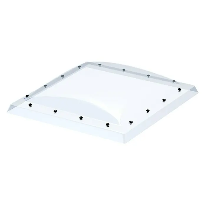 Velux Cúpula para ventana - 98 x 55 cm - Una claraboya cuadrada con numerosos tornillos a lo largo del borde para una construcción robusta y ajuste seguro.