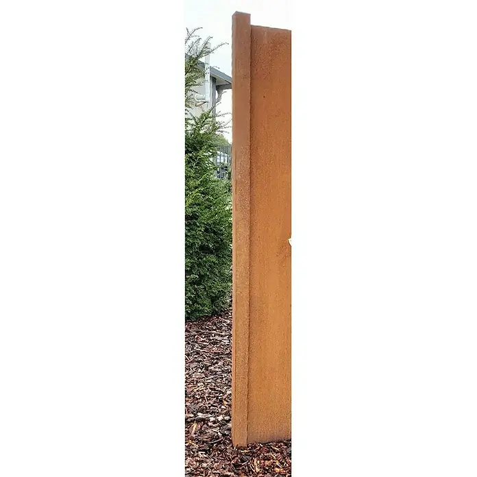 Jabo-Design Zaunpfosten Außen - 6 x 240 cm - Rostfarbene Metalltafel im Garten, die eine moderne und natürliche Note verleiht. Ideal für die Gartendekoration.