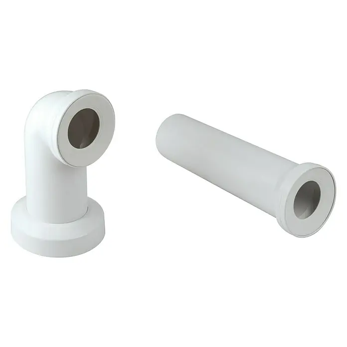 Grohe WC-Anschlussbogen - Durchmesser: 110 mm, 2 -tlg. - Zwei weiße WC-Anschlüsse, ein Winkelstück und ein gerades Rohr, beide mit Öffnungen für den Sanitärbereich.