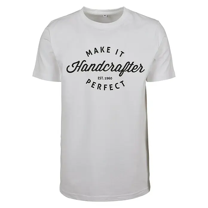 T-Shirt Handcrafter - Weiß, XXXL - Lässiges, weißes T-Shirt mit dem Aufdruck "Make It Handcrafter Perfect EST. 1960" für einen einzigartigen Look.