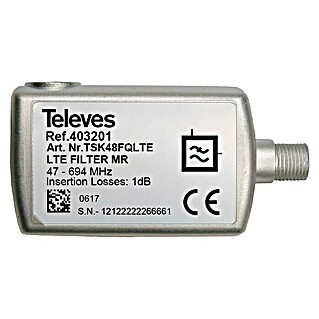 Televés Filtro LTE 5G MR con paso de DC (Plateado, 1 ud.)