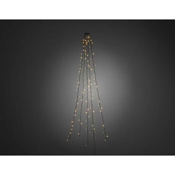 Konstsmide LED-Lichterkette Baummantel - Innen, Lichtfarbe: Bernstein, Anzahl Leuchtmittel: 250 Stk., Netzbetrieben - Schwarze Lichterkette mit zahlreichen warmweißen LEDs, kaskadierend in Baumform hängend.