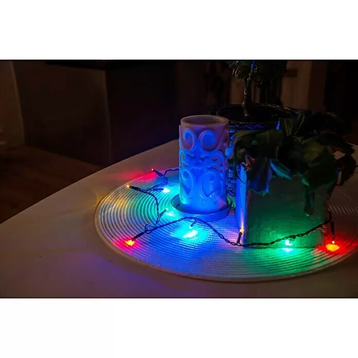 Konstsmide LED-Lichterkette Micro LED - Innen, Lichtfarbe: Mehrfarbig, Anzahl Leuchtmittel: 100 Stk., Netzbetrieben - Vorderansicht