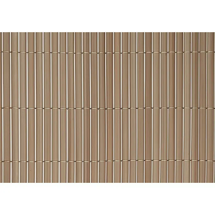 Sichtschutzmatte - 300 x 90 cm, Kunststoff, Sand - Nahaufnahme einer Bambusmatte in Braun, die als Sichtschutz oder Dekoration im Innen- und Außenbereich dient.