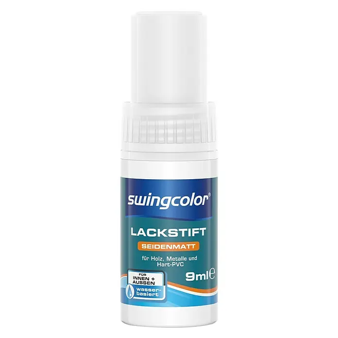 swingcolor Lackstift Acryl - Weiß, 9 ml, Seidenmatt, Wasserbasiert - Lackstift von Swingcolor seidenmatt für Holz, Metalle und Hart-PVC, ideal für Innen- und Außenbereiche. Wasserbasiert, 9ml Inhalt.