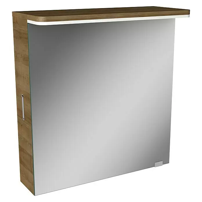 Badmöbel-Set MO60B3RE - Gesamtbreite Badmöbel: 60 cm, Berg Eiche, Matt, DIN Anschlag: Rechts - Linke Seitenansicht