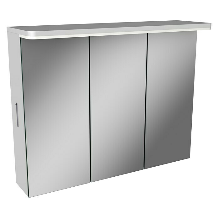 Modern 3.0 LED-Spiegelschrank (B x H: 80 x 70 cm, Mit Beleuchtung, Spanplatte, Weiß)
