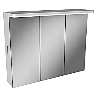 Modern 3.0 LED-Spiegelschrank (B x H: 80 x 68,4 cm, Mit Beleuchtung, Spanplatte, Weiß)