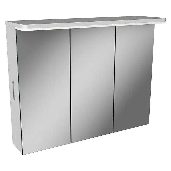 Camargue Badmöbel-Set MO80W3 - Gesamtbreite Badmöbel: 80 cm, Weiß, Hochglänzend, 3 -tlg. - Spiegelschrank mit drei Türen und Ablagefläche. Praktischer und stilvoller Badschrank zur Aufbewahrung von Badartikeln.