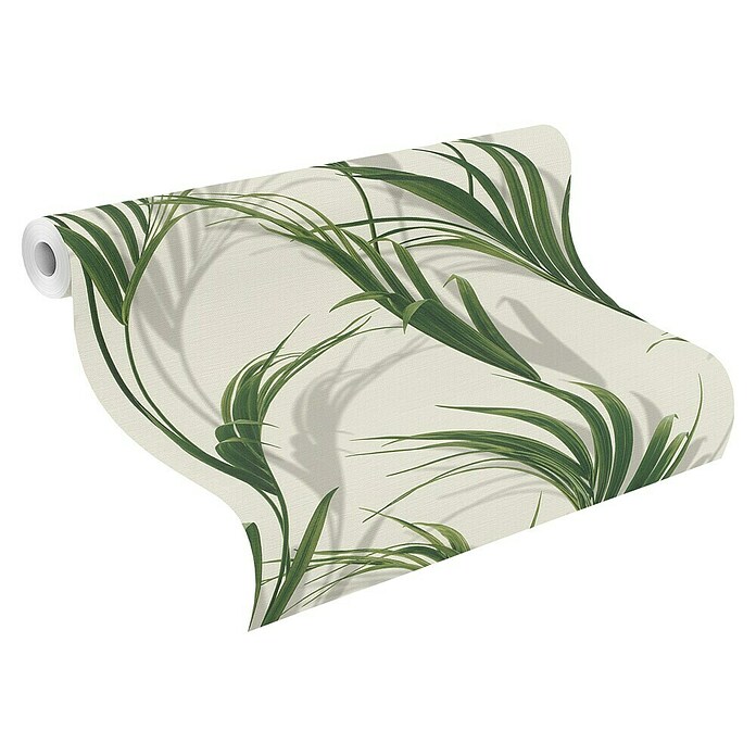 FREUNDIN HOME COLLECTION III Vliestapete Blätter (Weiß/Grün, Floral, 10,05 x 0,53 m)
