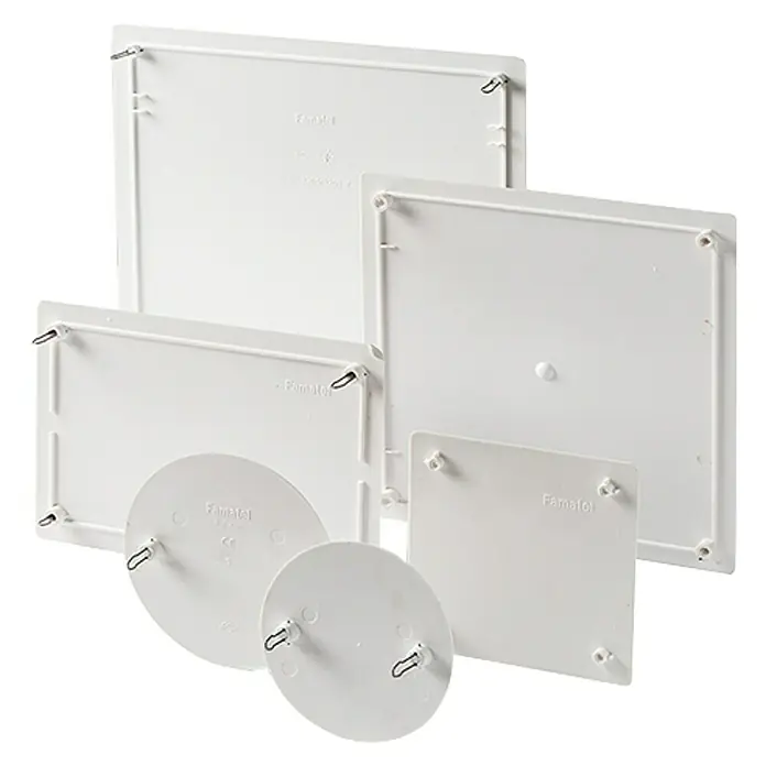 Famatel Tapa para caja de empotrar 10 x 10 - Blanco, Inserción - Varios paneles de acceso Famatal en blanco, ideales para un fácil acceso a las instalaciones. Construcción robusta para uso interior.