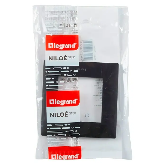 Legrand Niloé Step Marco - Antracita, Modelo de mecanismos: x 1, Plástico, Instalar - Placa Legrand Niloe Step en negro, aún embalada. Diseño elegante para interruptores y enchufes de luz con un acabado de alta calidad.