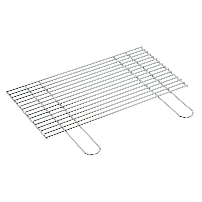 Kingstone Grillrost - L x B: 58 x 30 cm - Ein rechteckiger, silberner Grillrost mit Griffen, ideal zum Grillen von Speisen im Freien. Er ist robust und leicht zu reinigen.