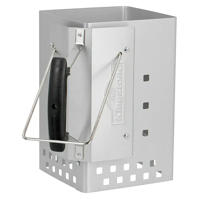 Kingstone Anzündkamin - L x B x H: 19 x 19 x 30 cm - Ein hochwertiger, silberfarbener Grillanzünder für schnelles und einfaches Anzünden von Holzkohle oder Briketts.