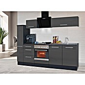 Respekta Premium Composición de cocina (Ancho: 240 cm, Con dispositivos eléctricos, Gris de alto brillo)