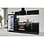 Respekta Premium Composición de cocina (Ancho: 280 cm, Con dispositivos eléctricos, Negro de alto brillo)