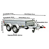 Stema Anhänger BASIC ST 1500-25-13.2 (Nutzlast: 1.140 kg, Doppelachser, Kasteninnenmaß: 251 x 128 x 35 cm, Gebremst)