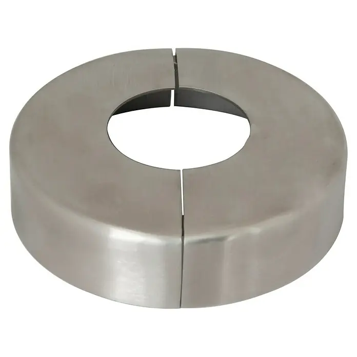 Treba Frewa Rosette E92 - Edelstahl V2A, Durchmesser: 105 mm, Passend für: Treba Frewa Geländerstab Grundplatte E2/E40/E81 - Metall-Rohrmanschette zur Abdeckung von Rohren, mit geteiltem Design für einfache Installation. Ideal für saubere Rohrinstallationen.